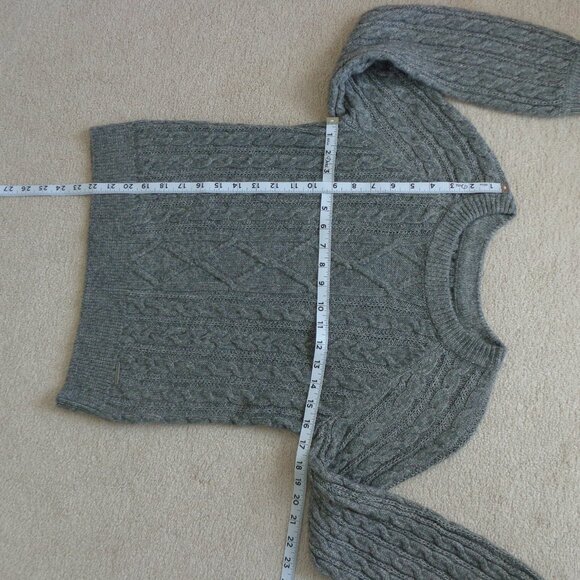 Abercrombie Fitch Women Gray Classic Fisherman Cable Knit Crew Neck Sweater Sz S - Picture 5 of 8